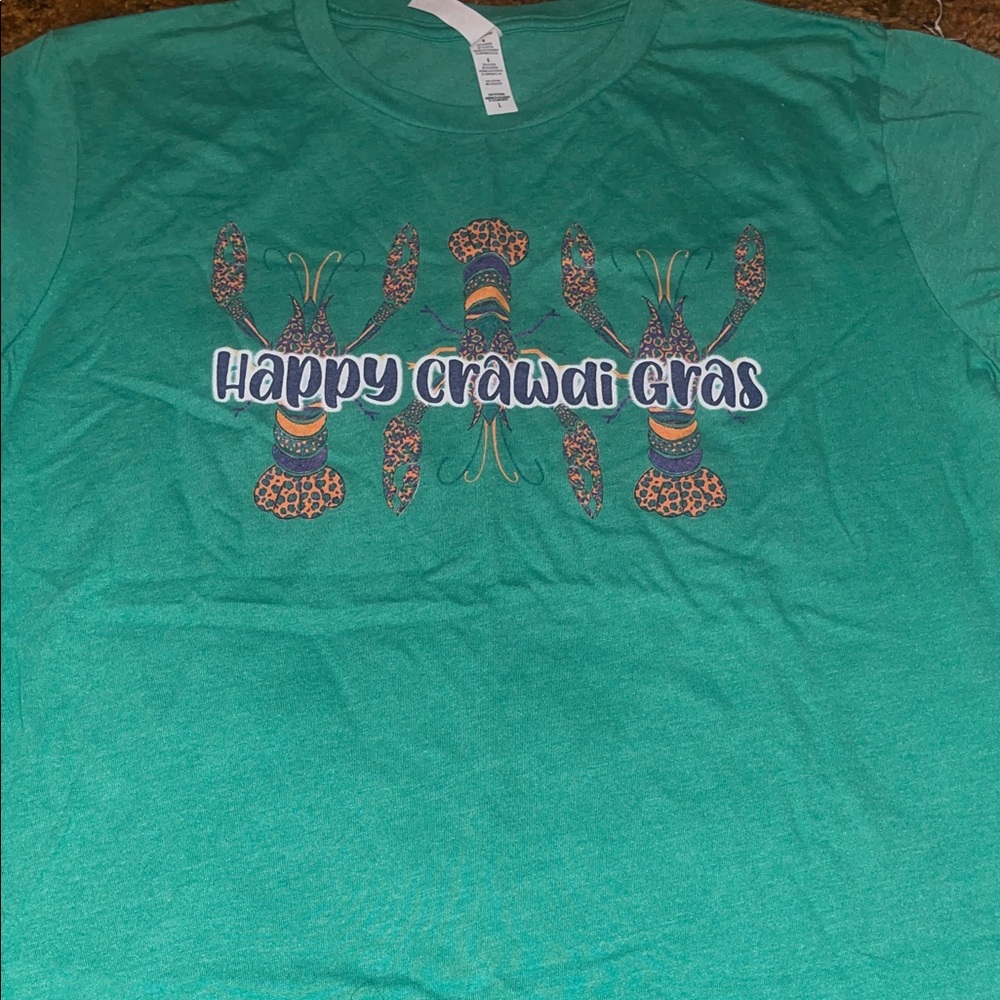 Bella Canvas Green 'Happy Crawdi Gras' Short Sleeve Tee